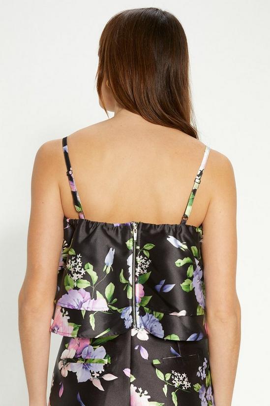 Oasis Satin Twill Frill Tiered Floral Crop Top 3