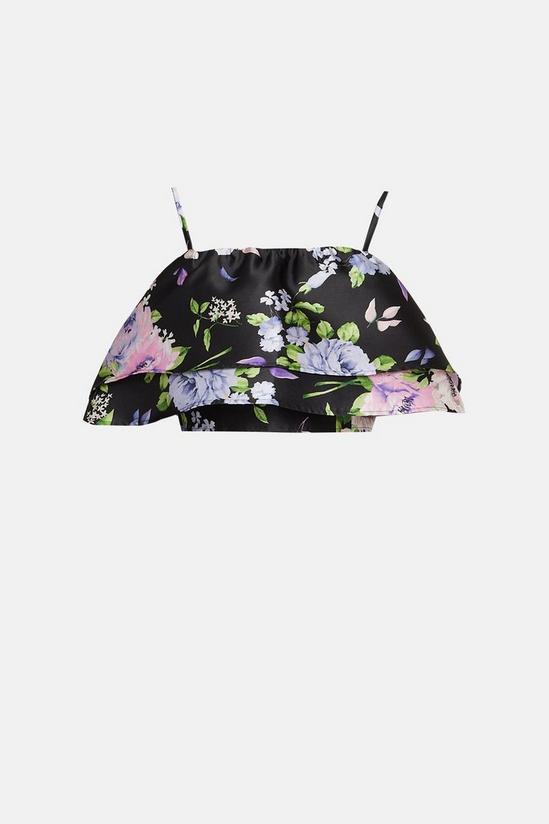 Oasis Satin Twill Frill Tiered Floral Crop Top 4