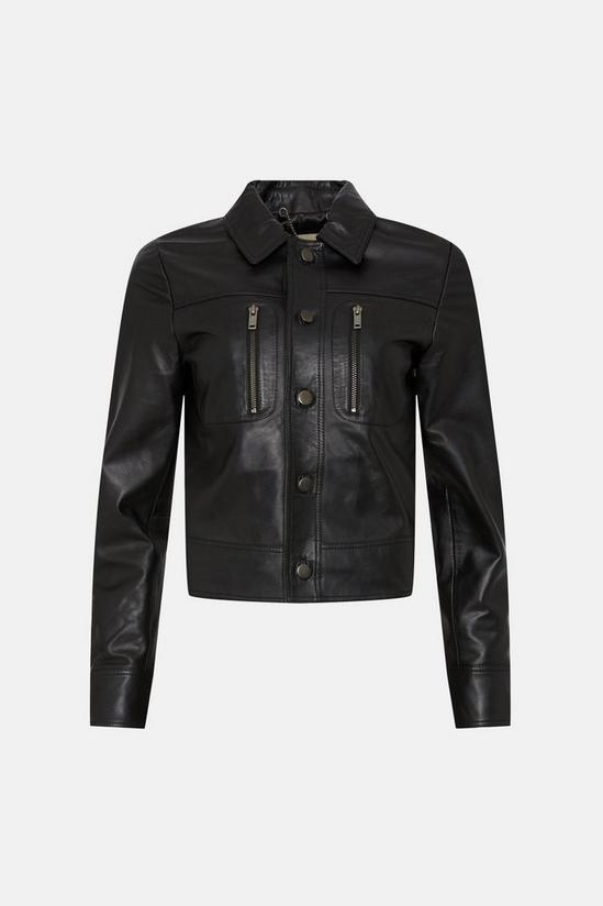 Oasis Real Leather Zip Detail Crop Jacket 5
