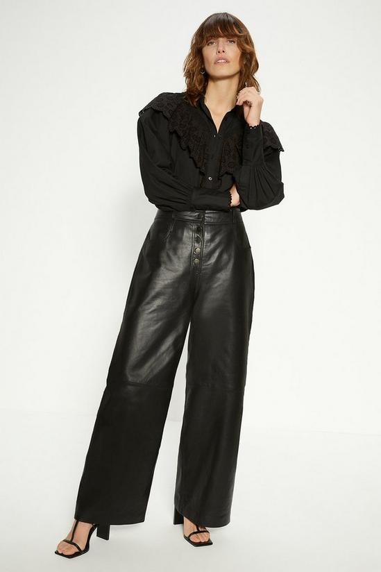 Oasis Real Leather Wide Leg Trouser 1