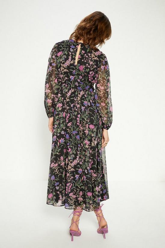 Oasis Floral Ruched Keyhole Chiffon Midi Dress 3