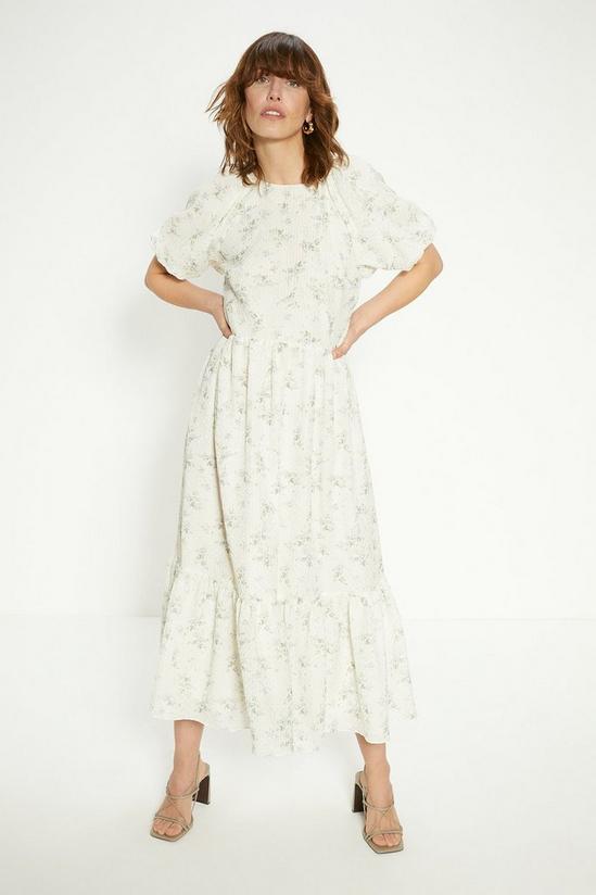 Oasis Textured Floral Bow Back Midi Dress 2