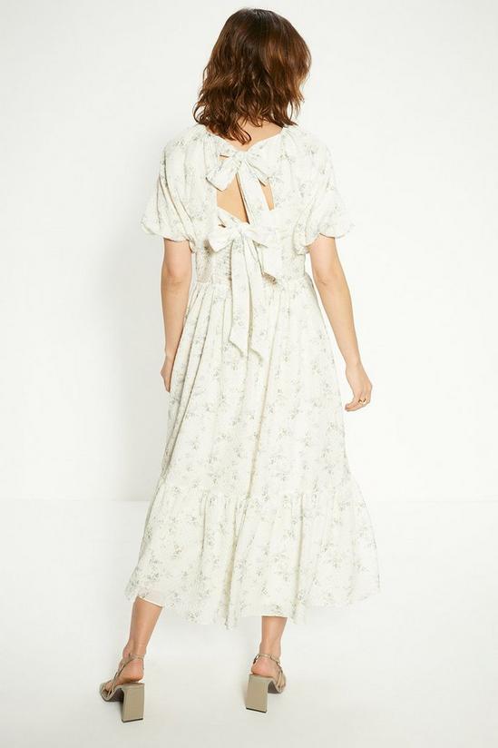 Oasis Textured Floral Bow Back Midi Dress 3