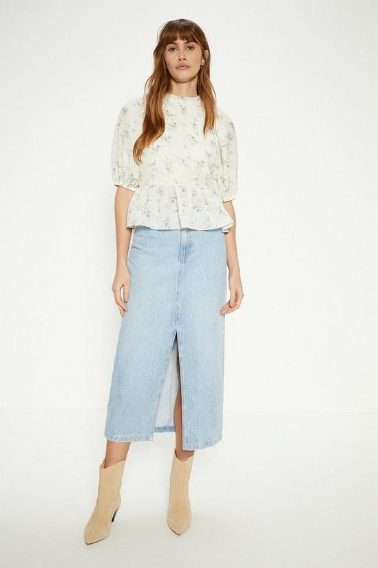 Oasis Textured Floral Puff Sleeve Top 1