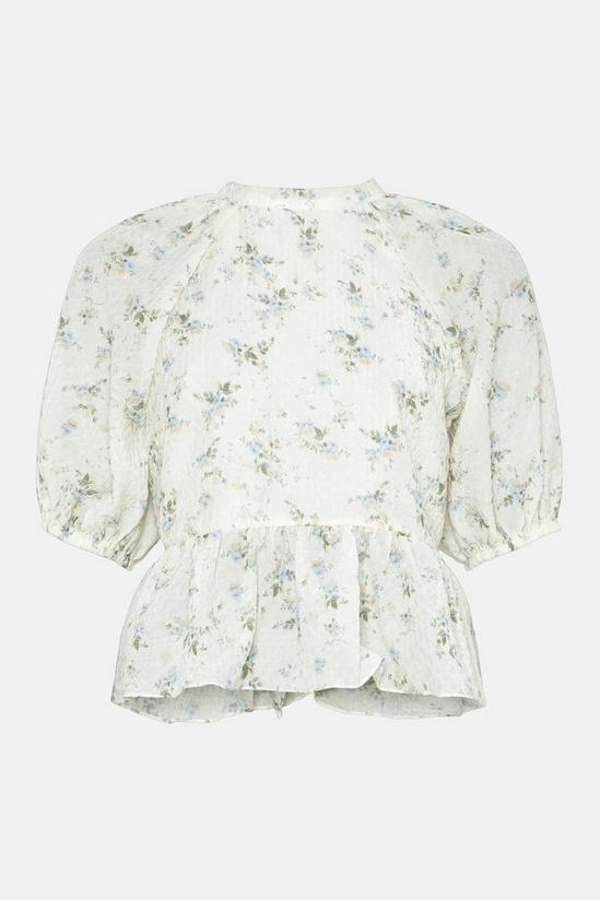 Oasis Textured Floral Puff Sleeve Top 4