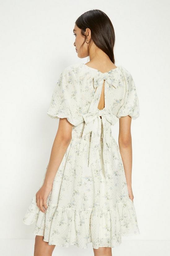 Oasis Textured Floral Bow Back Mini Dress 3