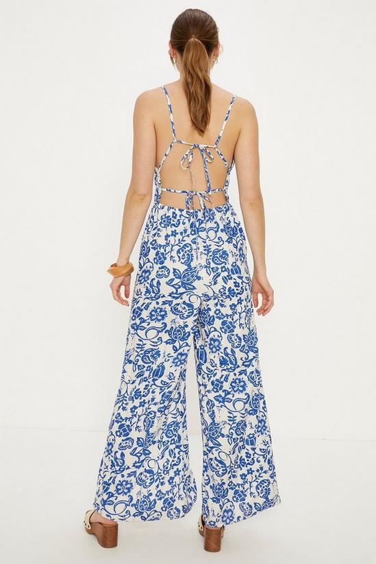 Oasis Paisley Print Strappy Tie Back Jumpsuit 3