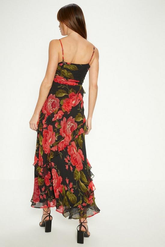 Oasis Floral Asymmetric Ruffle Tiered Strappy Midi Dress 3