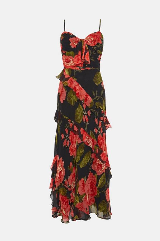 Oasis Floral Asymmetric Ruffle Tiered Strappy Midi Dress 4