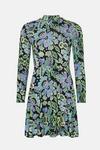 Oasis Paisley Jersey Funnel Neck Long Sleeve Mini Dress thumbnail 4