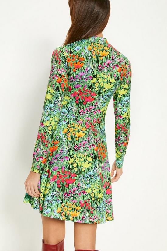 Oasis Floral Jersey Funnel Neck Long Sleeve Mini Dress 3
