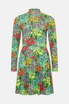 Oasis Floral Jersey Funnel Neck Long Sleeve Mini Dress thumbnail 4