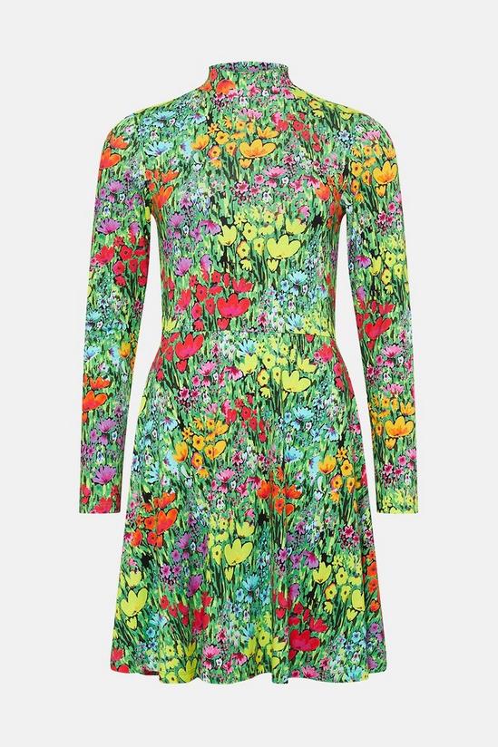 Oasis Floral Jersey Funnel Neck Long Sleeve Mini Dress 4