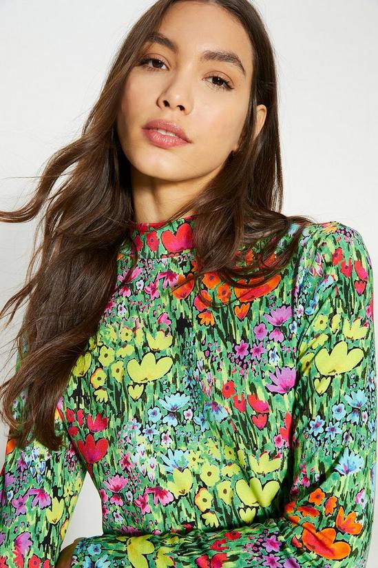 Oasis Jersey Floral Funnel Neck Long Sleeve Top 1