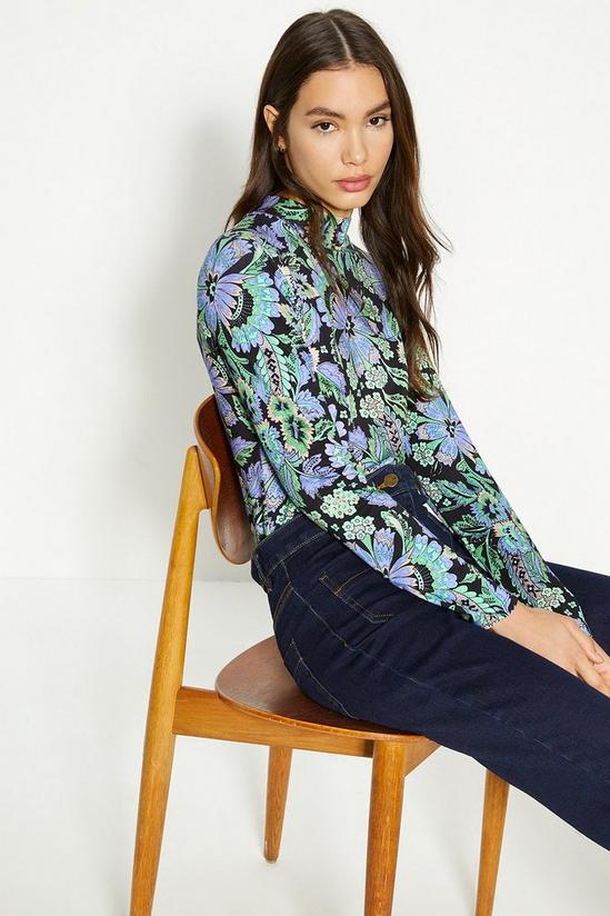 Oasis Jersey Paisley Funnel Neck Long Sleeve Top 2
