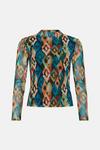 Oasis Abstract Mesh Funnel Neck Long Sleeve Top thumbnail 4