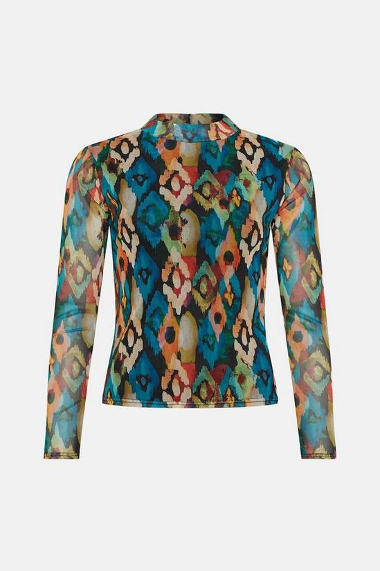 Oasis Abstract Mesh Funnel Neck Long Sleeve Top 4
