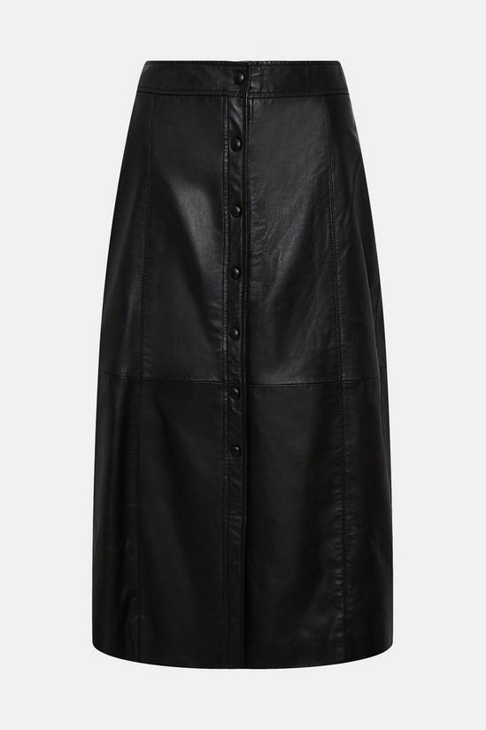 Oasis Real Leather Midi Popper Skirt 4