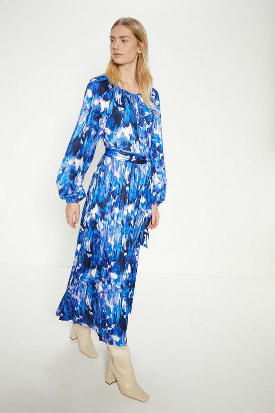 Oasis Abstract Batwing Pleated Midi Dress 1