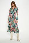 Oasis Paisley Zip Front Pleated Slinky Jersey Dress thumbnail 1