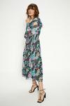 Oasis Ruched Front Dobby Floral Printed Midi Dress thumbnail 2