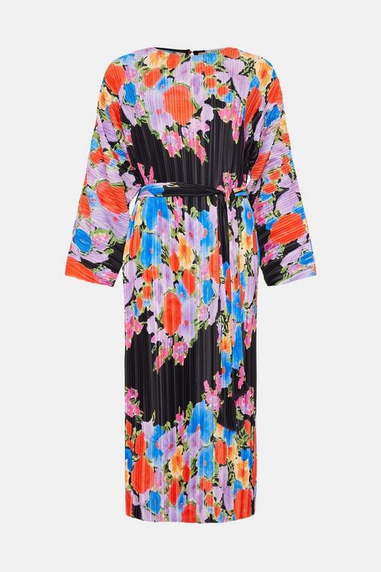 Oasis Floral Plisse Belted Midi Dress 4