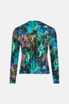 Oasis Abstract Print Plisse Funnel Neck Top thumbnail 4