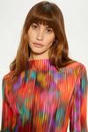 Oasis Blurred Print Plisse Funnel Neck Long Sleeve Top thumbnail 2