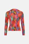 Oasis Blurred Print Plisse Funnel Neck Long Sleeve Top thumbnail 4