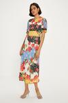 Oasis Petite Short Sleeve Floral Print Midi Tea Dress thumbnail 1