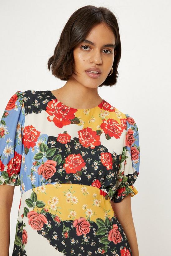 Oasis Petite Short Sleeve Floral Print Midi Tea Dress 2