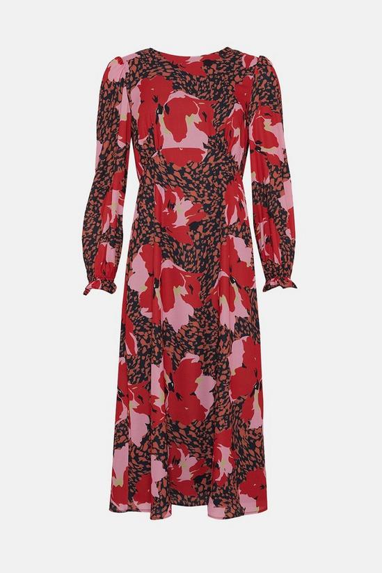 Oasis Long Sleeve Printed Midi Tea Dress 4