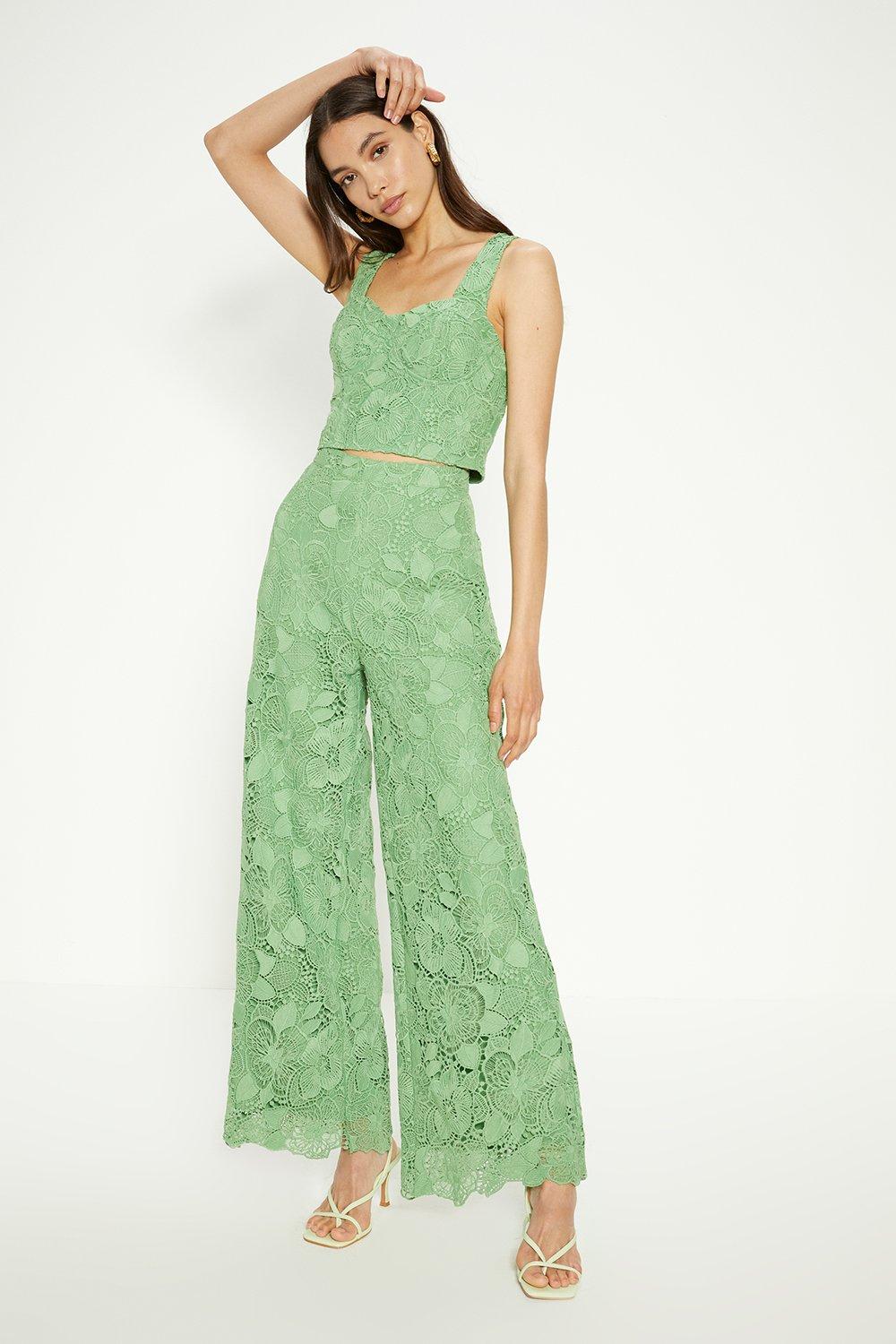 Green 2024 lace pants