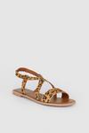 Oasis Leather Cross Over Flat Sandals thumbnail 2