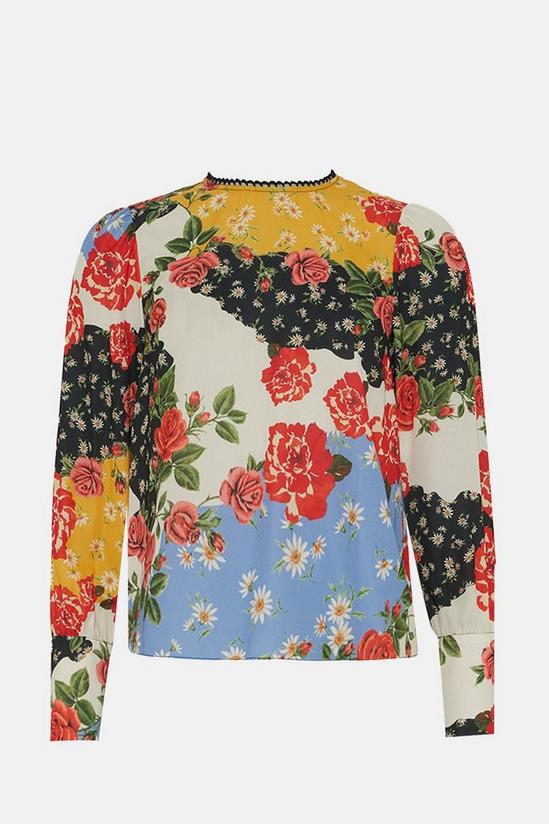 Oasis Lace Trim Long Sleeve Floral Print Blouse 4