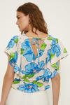 Oasis Linen Mix Ruffle Sleeve Floral Print V Neck Top thumbnail 3