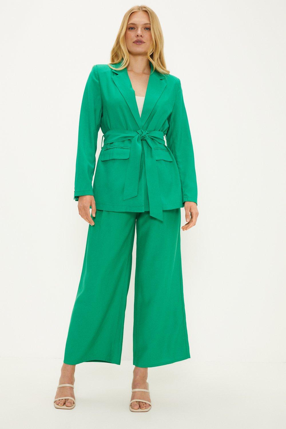 Belted Cropped Trousergreen