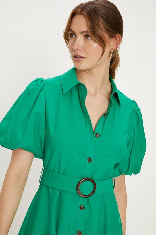 Oasis Linen Look Puff Sleeve Shirt Dress 2