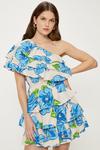 Oasis Linen Mix One Shoulder Ruffle Tiered Floral Mini Dress thumbnail 1