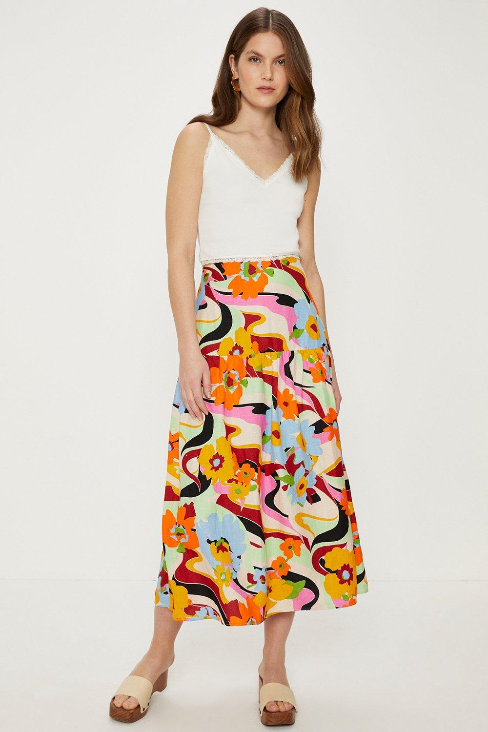 Floral midi outlet skirt xl