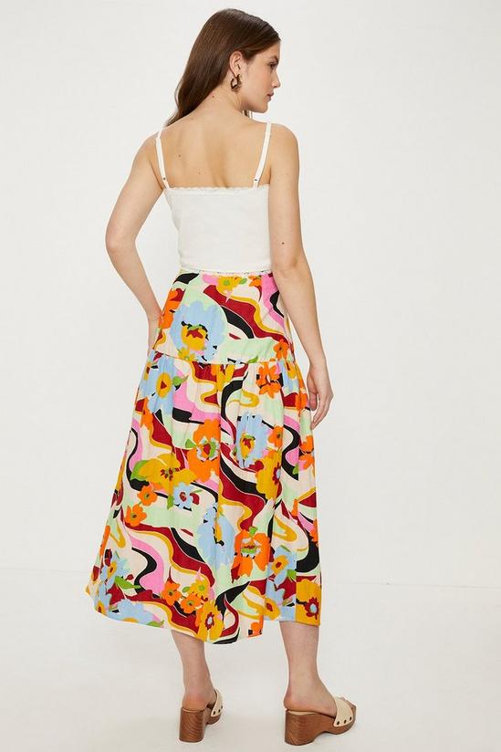 Oasis Petite Linen Mix Floral Midi Skirt 3