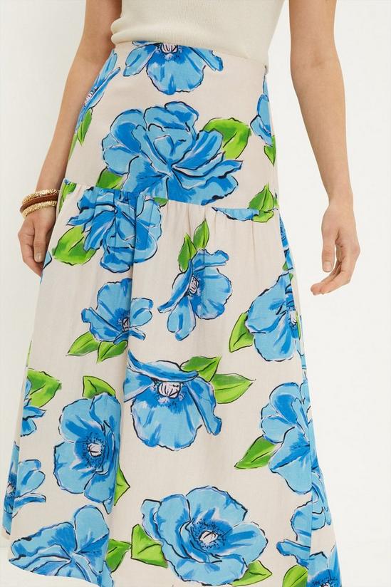 Oasis Linen Mix Statement Floral Midi Skirt 2