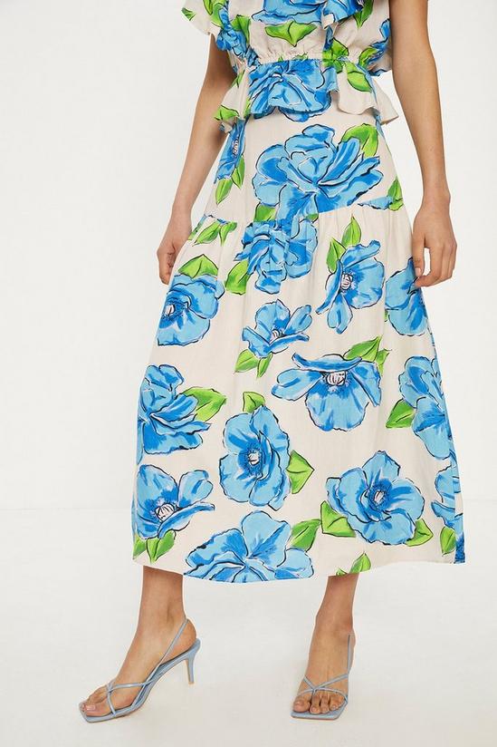 Oasis Linen Mix Statement Floral Midi Skirt 4