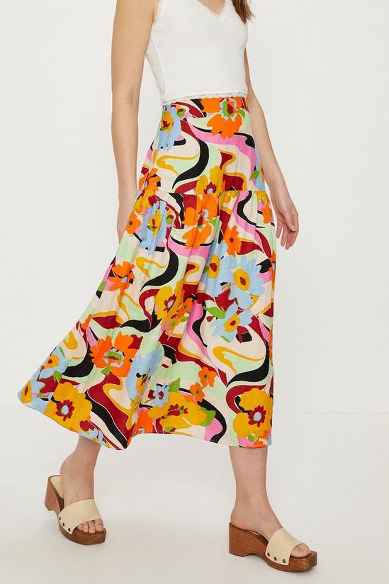 Oasis Linen Mix Floral Print Midi Skirt 2