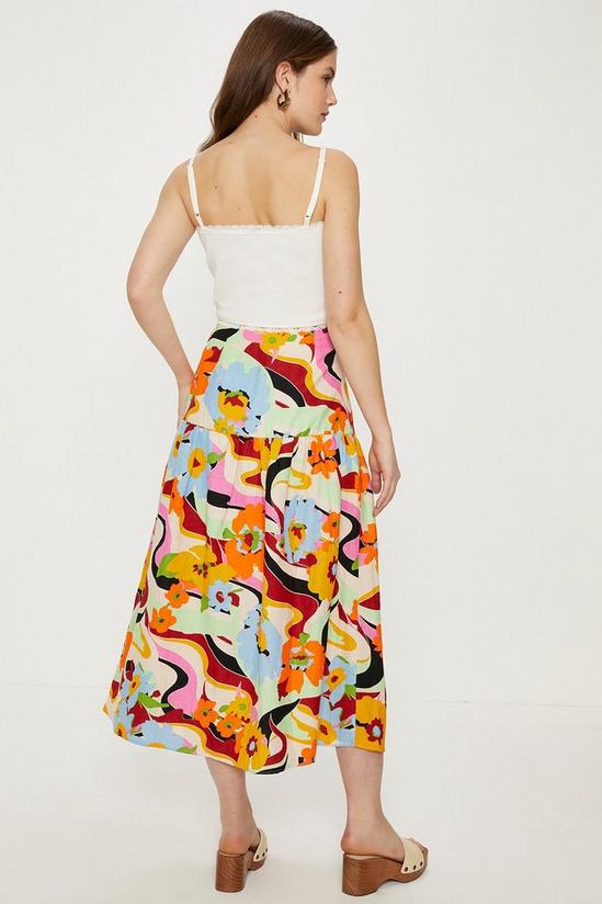 Oasis Linen Mix Floral Print Midi Skirt 3