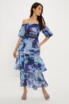Oasis Smudge Floral Lace Trim Tiered Organza Midi Dress thumbnail 2