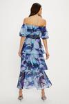 Oasis Smudge Floral Lace Trim Tiered Organza Midi Dress thumbnail 3