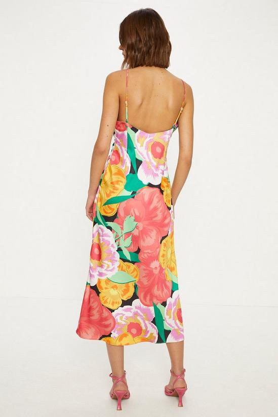 Oasis Large Floral Ruched Satin Slip Dress 3