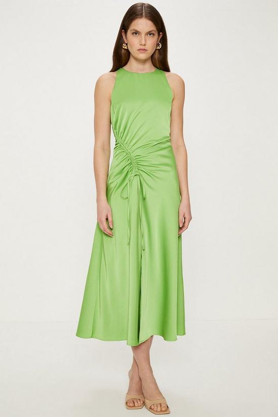 Oasis Bright Ruched Side Satin Midi Dress 1