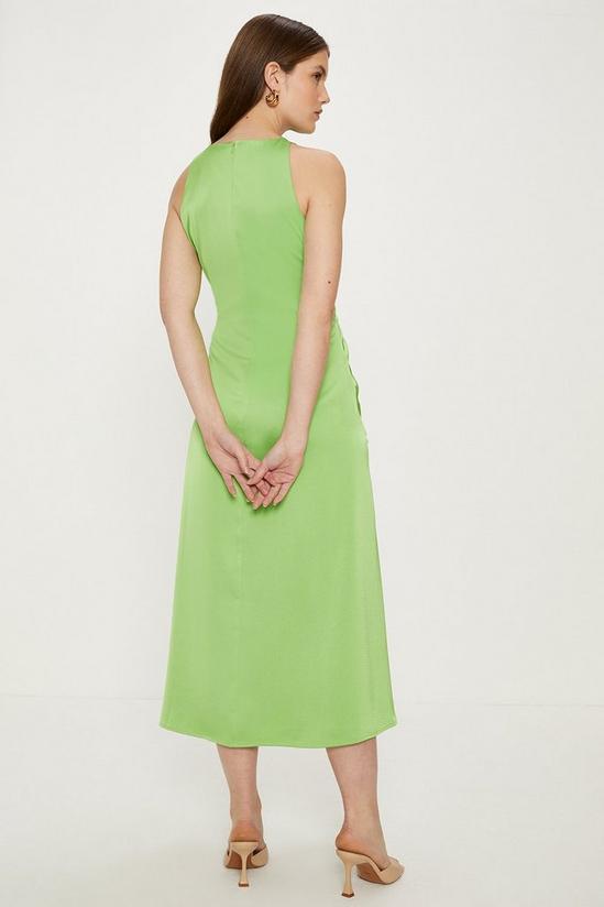 Oasis Bright Ruched Side Satin Midi Dress 3